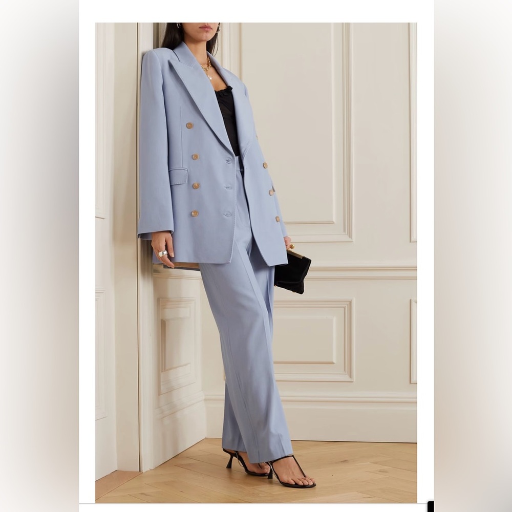 Khaite Balton Women's Light Blue Double-Breasted Wool Blazer - Picture 4 of 12
